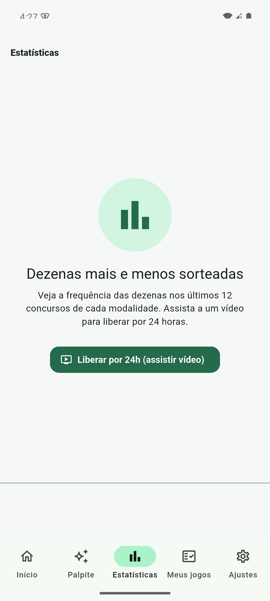 Estatísticas de dezenas mais e menos sorteadas